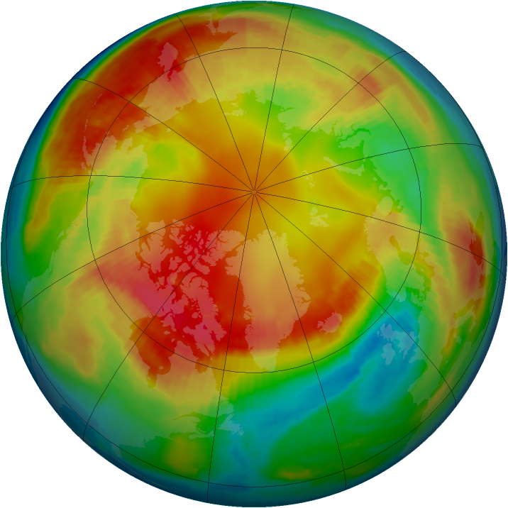 Arctic ozone map for 15 February 1999